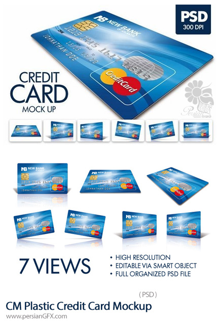 دانلود موکاپ لایه باز کارت اعتباری - CM Plastic Credit Card Mockup