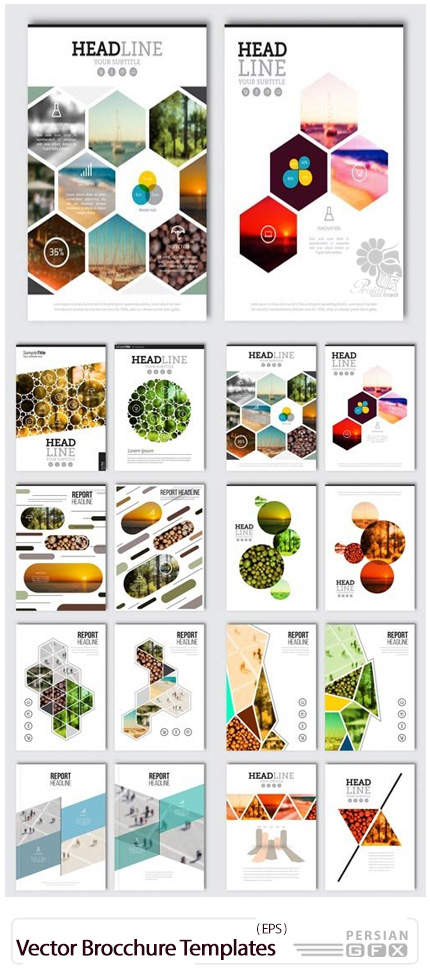 دانلود مجموعه تصاویر وکتور قالب آماده بروشور های تجاری متنوع - Vector Brocchure Templates