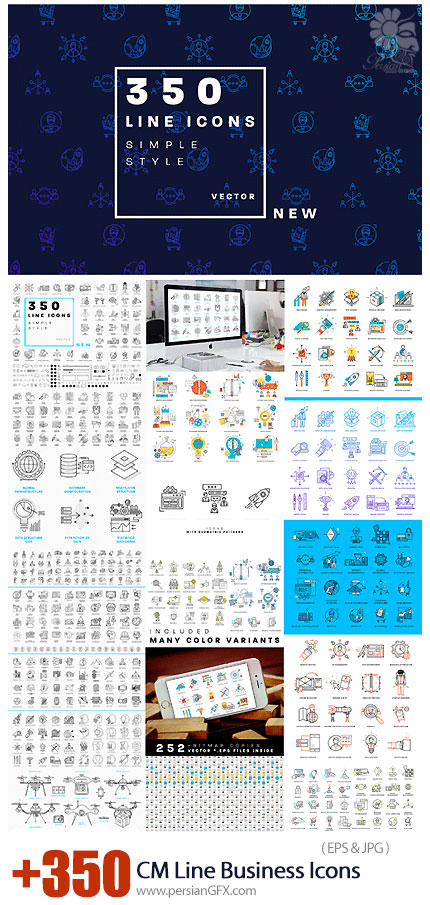 دانلود بیش از 350 آیکون خطی تجاری متنوع - CM 350 Line Business Icons Collection