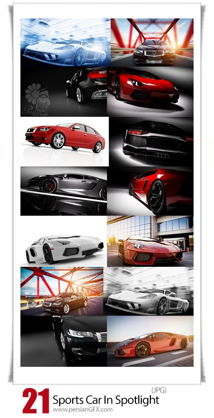 دانلود تصاویر با کیفیت اتومبیل اسپرت لوکس در پس زمینه مشکی و نورانی - Sports Car In Spotlight Black Background Shiny New Luxurious