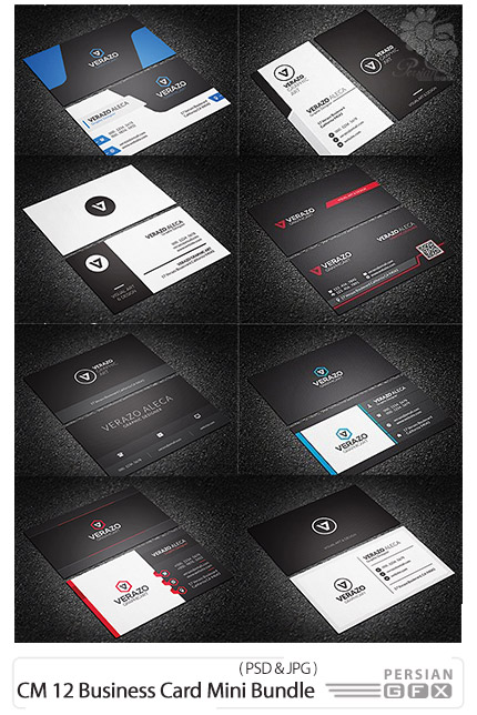 دانلود 12 تصویر لایه بازکارت ویزیت با طرح های متنوع - CM 12 Business Card Mini Bundle