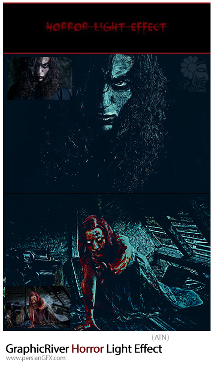 دانلود اکشن فتوشاپ ایجاد افکت نورانی ترسناک بر روی تصاویر از گرافیک ریور - GraphicRiver Horror Light Effect