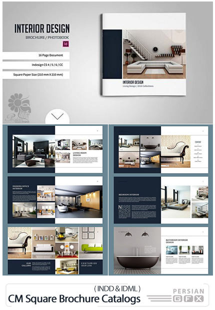 دانلود قالب آماده کاتالوگ و بروشور مربعی با فرمت ایندیزاین - CM Square Brochure Catalogs