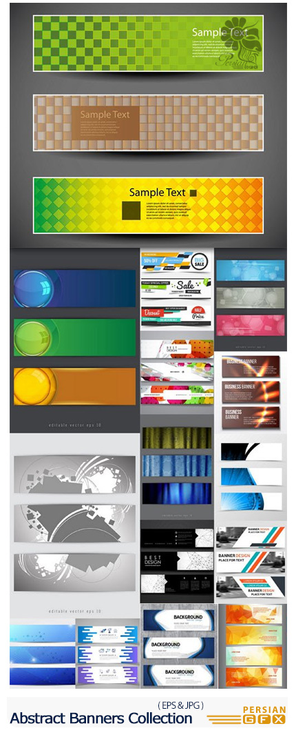 دانلود تصاویر وکتور قالب آماده بنر با طرح های انتزاعی - Abstract Banners Collection
