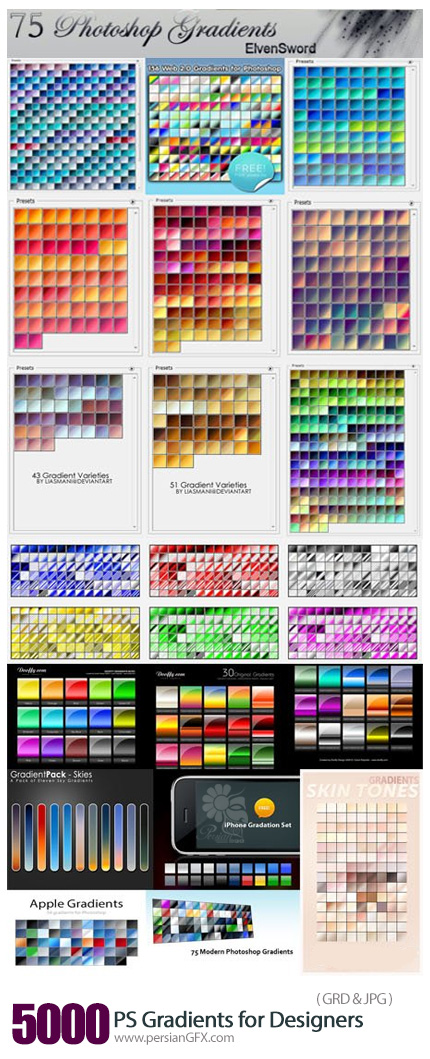 دانلود بیش از 5000 گرادینت فتوشاپ برای طراحی - 5000 Photoshop Gradients For Designers