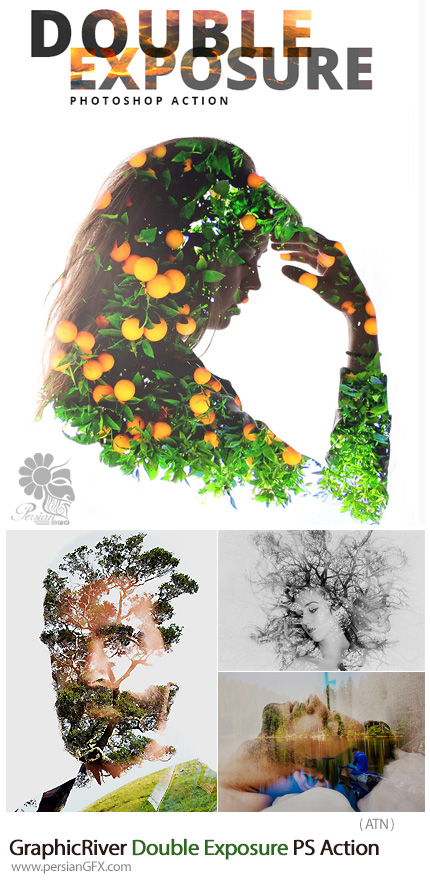 دانلود اکشن فتوشاپ ایجاد افکت دابل اکسپوژر یا ترکیب تصاویر در هم گرافیک ریور - GraphicRiver Double Exposure Photoshop Action