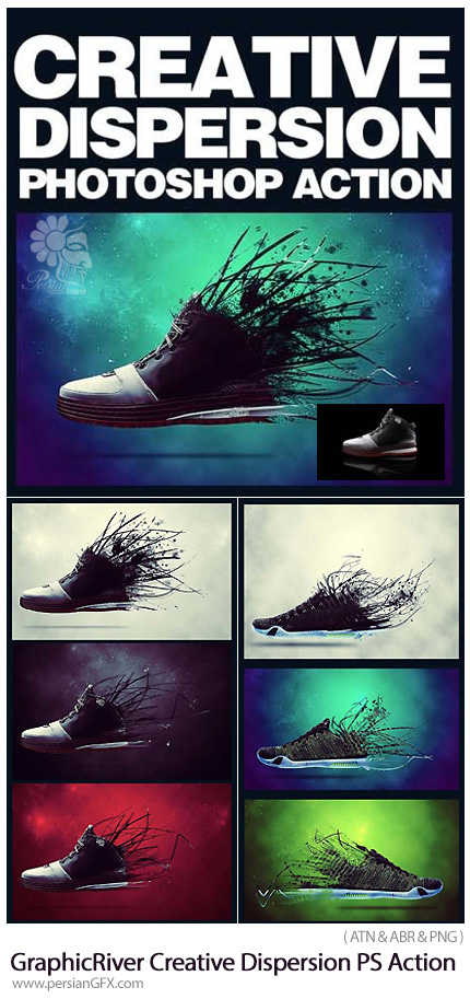 دانلود اکشن فتوشاپ ایجاد افکت پراکندگی خلاقانه بر روی تصاویر از گرافیک ریور - GraphicRiver Creative Dispersion Photoshop Action