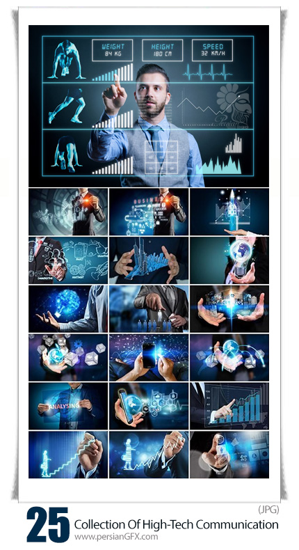 دانلود تصاویر با کیفیت نمودارهای اینفوگرافیکی تجاری و تکنولوژی پیشرفته ارتباطات -Collection Of High-Tech Communication Technology Business Businessman Chart Infographics