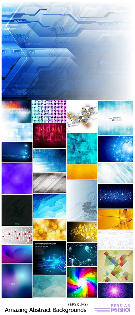 دانلود مجموعه تصاویر وکتور پس زمینه با طرح های انتزاعی متنوع - Amazing Abstract Backgrounds Collection