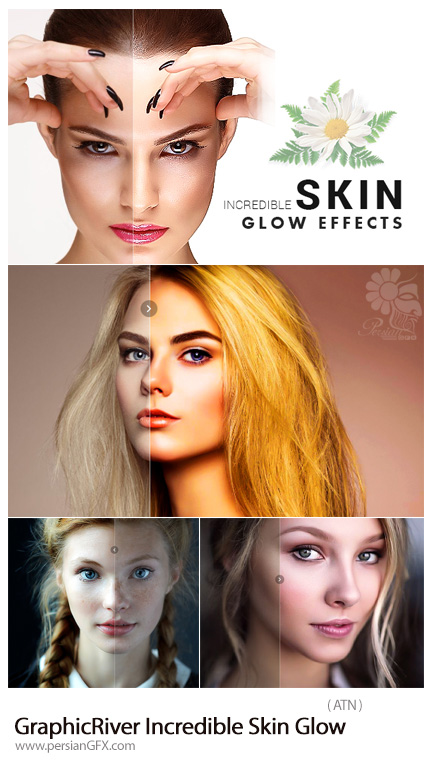 دانلود اکشن فتوشاپ رتوش و زیباسازی تصاویر از گرافیک ریور - GraphicRiver Incredible Skin Glow