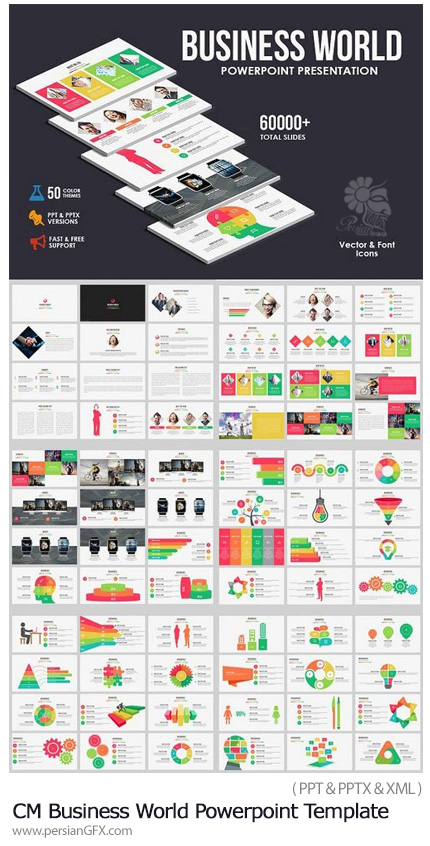 دانلود مجموعه قالب آماده تجاری پاورپوینت - CM Business World Powerpoint Template