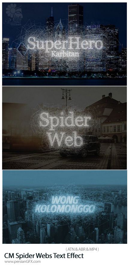 دانلود اکشن فتوشاپ ساخت متن با افکت تارعنکبوت به همراه آموزش ویدئویی - CM Spider Webs Text Effect
