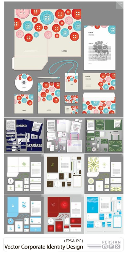 دانلود مجموعه تصاویر وکتور قالب آماده ست اداری، کارت ویزیت، بروشور، سربرگ و ... - Vector Corporate Identity Design Style For Brandbook And Guideline
