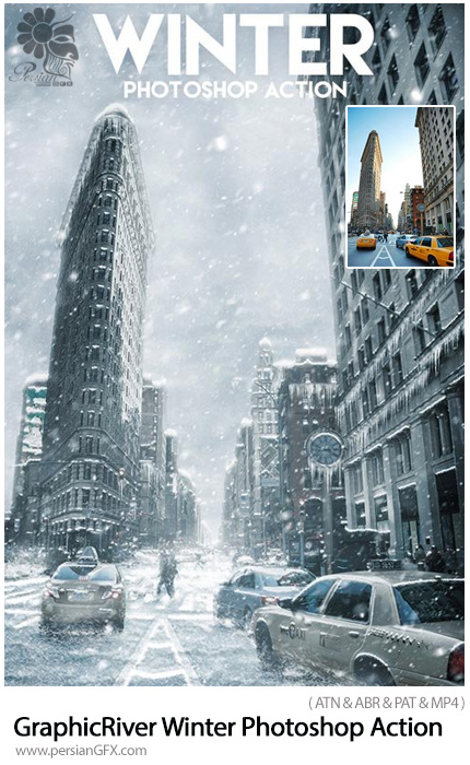 دانلود اکشن فتوشاپ ایجاد افکت زمستان برفی به همراه آموزش ویدئویی از گرافیک ریور - GraphicRiver Winter Photoshop Action