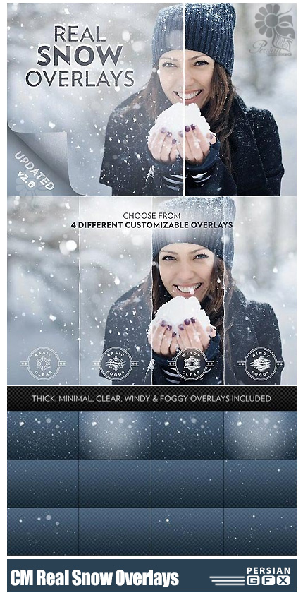 دانلود تصاویر کلیپ آرت پوشش بارش برف واقعی - CM Real Snow Overlays
