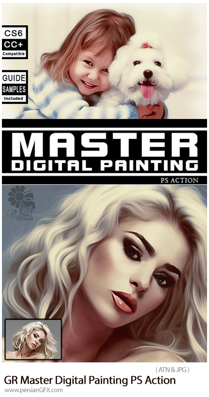 دانلود اکشن فتوشاپ تبدیل تصاویر به نقاشی دیجیتالی از گرافیک ریور - Graphicriver Master Digital Painting PS Action