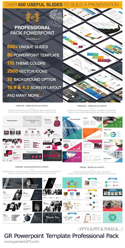 دانلود مجموعه قالب آماده تجاری پاورپوینت از گرافیک ریور - GraphicRiver Powerpoint Template Professional Pack