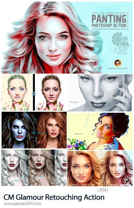 دانلود اکشن فتوشاپ رتوش تصاویر و تبدیل تصاویر به نقاشی هنری به همراه آموزش ویدئویی - CM Glamour Retouching Action