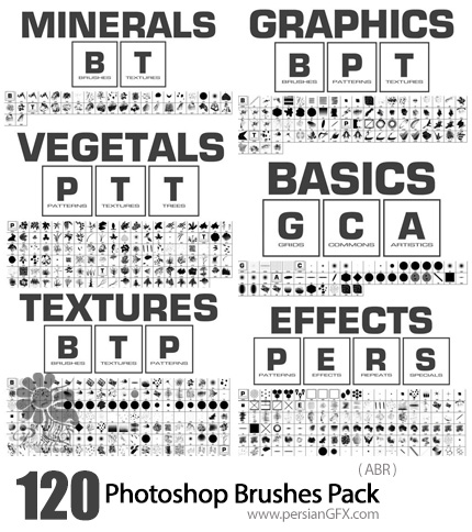 دانلود 612 براش انتزاعی، تکسچر، تکرار شونده، درخت و ... برای فتوشاپ - 612 Photoshop Brushes Pack