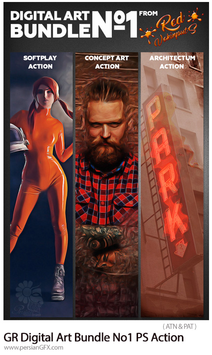 دانلود اکشن فتوشاپ ساخت نقاشی هنری دیجیتالی از گرافیک ریور - GraphicRiver Digital Art Bundle No.1 Photoshop Action