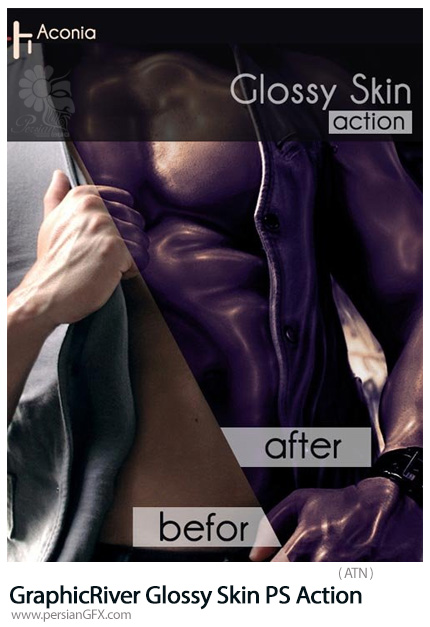 دانلود اکشن فتوشاپ ایجاد افکت پوست براق بر روی تصاویر از گرافیک ریور - GraphicRiver Glossy Skin Photoshop Action