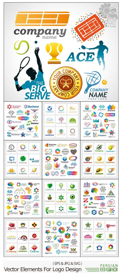دانلود مجموعه تصاویر وکتور عناصر انتزاعی برای طراحی لوگو - Abstract Vector Elements For Logo Design
