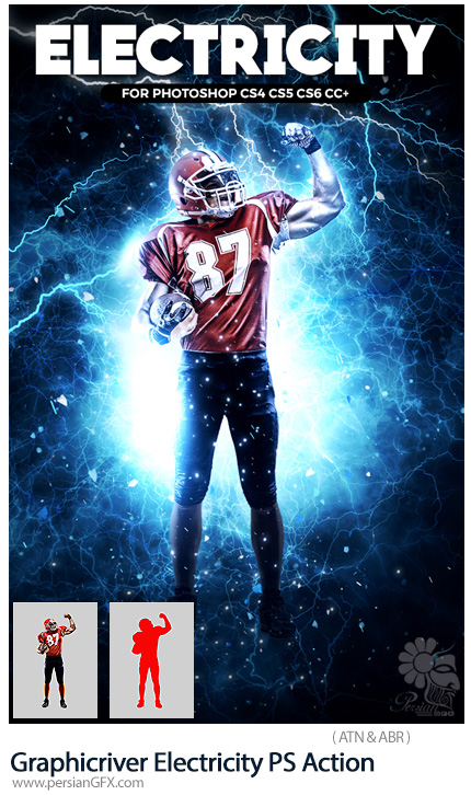 دانلود اکشن فتوشاپ ایجاد افکت رعد و برق بر روی تصاویر از گرافیک ریور - Graphicriver Electricity Photoshop Action