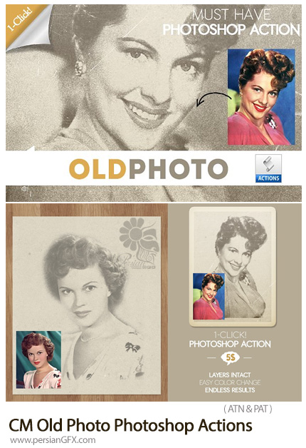دانلود اکشن فتوشاپ کهنه کردن تصاویر - CM Old Photo Photoshop Actions
