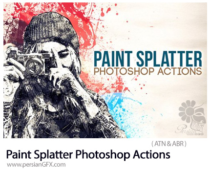 دانلود اکشن فتوشاپ تبدیل تصاویر به نقاشی با رنگ های پخش شده - Paint Splatter Photoshop Actions