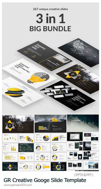 دانلود مجموعه قالب آماده تجاری پاورپوینت از گرافیک ریور - Graphicriver Big Bundle Creative Googe Slide Template