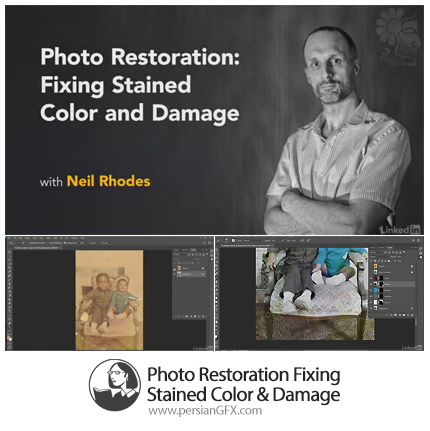 دانلود آموزش ترمیم حرفه ای عکس در فتوشاپ از لیندا - Lynda Photo Restoration Fixing Stained Color And Damage