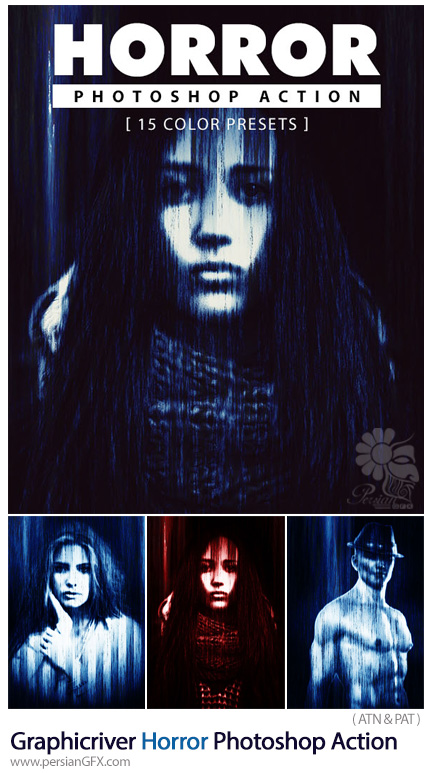 دانلود اکشن فتوشاپ ایجاد افکت فیلم ترسناک بر روی تصاویر از گرافیک ریور - Graphicriver Horror Photoshop Action