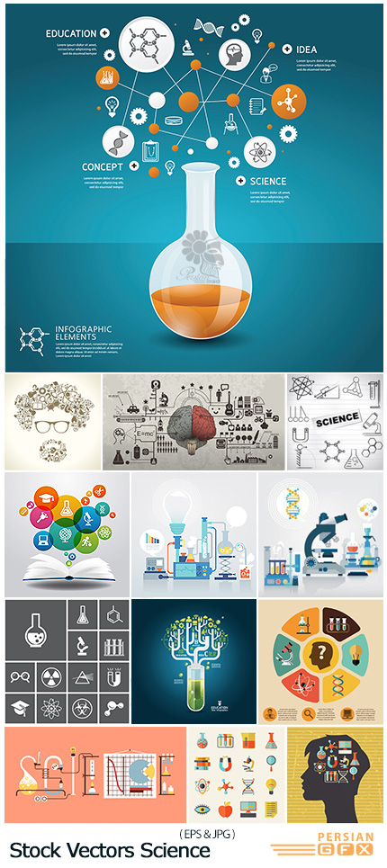 دانلود تصاویر وکتور بک گراند و نمودارهای اینفوگرافیکی علمی - Stock Vectors Science