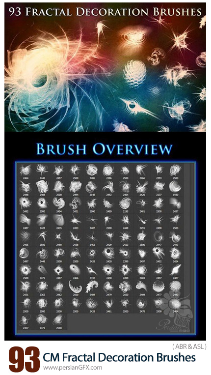 دانلود 93 براش فتوشاپ اشکال تزئینی فراکتال برای طراحی - CM 93 Fractal Decoration Brushes
