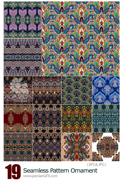 دانلود تصاویر وکتور پترن با طرح های سنتی تزئینی - Seamless Pattern Ornament