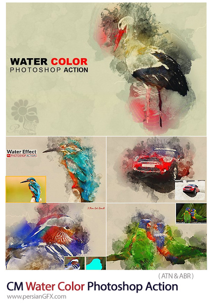 دانلود اکشن فتوشاپ تبدیل تصاویر به نقاشی آبرنگی هنری - CM Water Color Photoshop Action