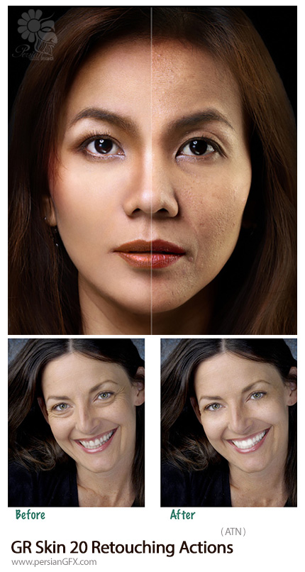 دانلود 20 اکشن فتوشاپ رتوش حرفه ای پوست از گرافیک ریور - Graphicriver Skin 20 Retouching Actions