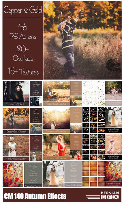 دانلود بیش از 140 تصویر کلیپ آرت افکت های پاییزی متنوع - Creativemarket 140 Autumn Effects