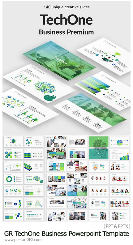 دانلود مجموعه قالب آماده تجاری پاورپوینت از گرافیک ریور - Graphicriver TechOne Business Powerpoint Template
