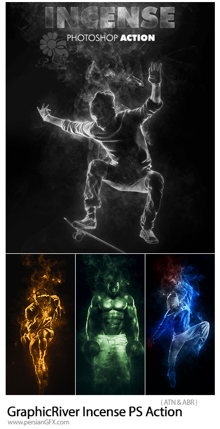 دانلود اکشن فتوشاپ ایجاد افکت دود یا بخار بر روی تصاویر از گرافیک ریور - GraphicRiver Incense Photoshop Action