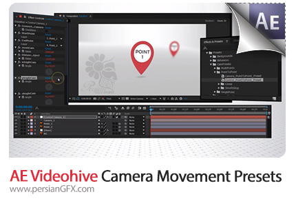 دانلود اسکریپت آماده افترافکت حرکات دوربین به همراه آموزش ویدئویی از ویدئوهایو - Videohive Camera Movement Presets After Effects Templates