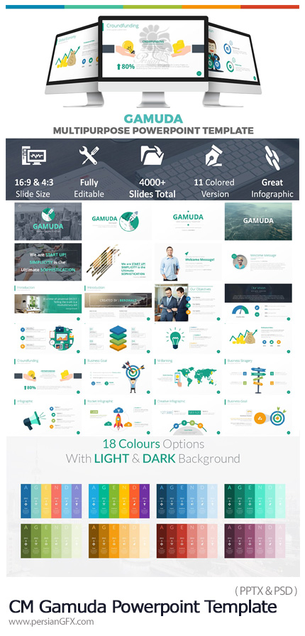 دانلود قالب آماده تجاری پاورپوینت - CreativeMarket Gamuda Powerpoint Template