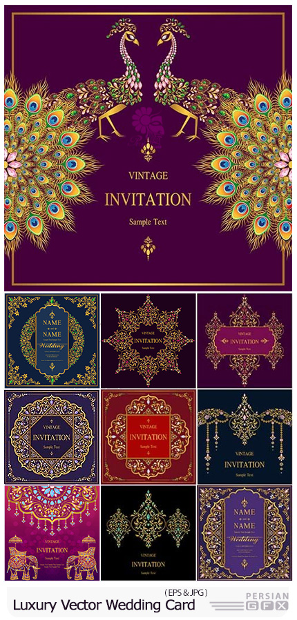 دانلود تصاویر وکتور طرح های لوکس کارت عروسی - Luxury Vector Wedding Vector Card
