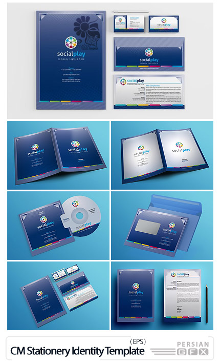دانلود تصاویر وکتور ست اداری، کارت ویزیت، بروشور، سربرگ و ... - CM Stationery Identity Template