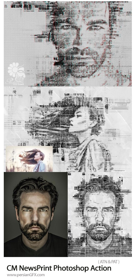 دانلود اکشن فتوشاپ ساخت تصاویر روزنامه ای - CM NewsPrint Photoshop Action