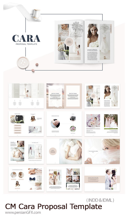دانلود نمونه آلبوم آماده عروس و داماد با فرمت ایندیزاین - CreativeMarket Cara Proposal Template