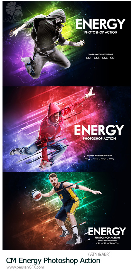 دانلود اکشن فتوشاپ ایجاد افکت انرژی نورانی بر روی تصاویر - CreativeMarket Energy Photoshop Action
