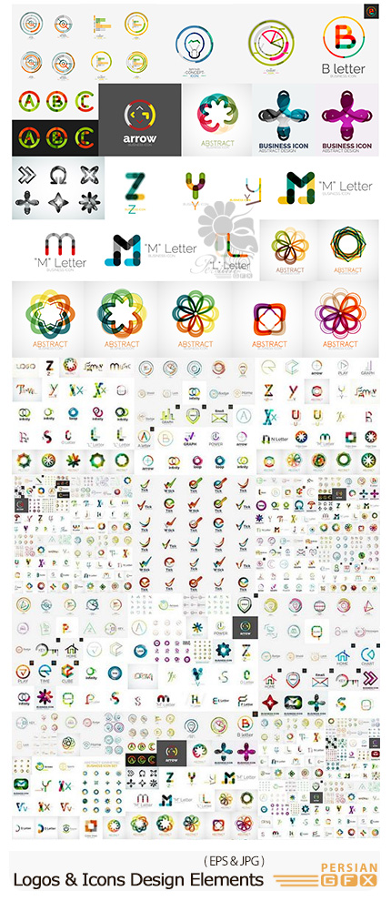 دانلود مجموعه تصاویر وکتور عناصر طراحی آرم و لوگو - Logos And Icons Design Elements