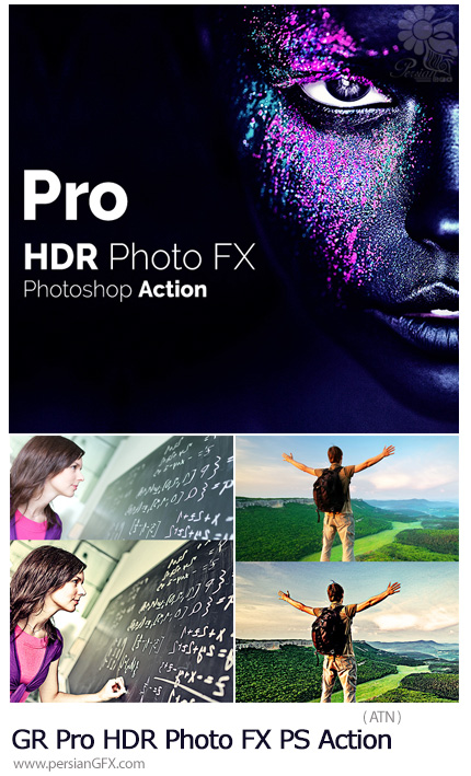 دانلود اکشن فتوشاپ ایجاد افکت HDR بر روی تصاویر از گرافیک ریور - GraphicRiver Pro HDR Photo FX Photoshop Action