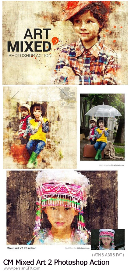 دانلود اکشن فتوشاپ ساخت تصاویر هنری با افکت نقاشی - CM Mixed Art 2 Photoshop Action